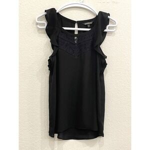 Express Sleeveless‎ Black Ruffle Tank Top Shirt XS Women's Extra Small Career